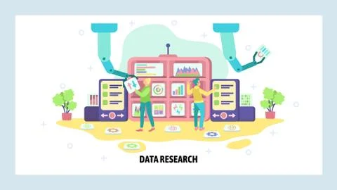 Data research and business analysis. Team work with analytics dashboard, charts 스톡 일러스트