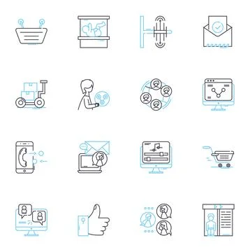 Data research linear icons set. Analysis, Analytics, Big data, Business Stock Illustration