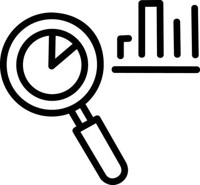 Data research magnifying glass chart icon Ilustración de archivo
