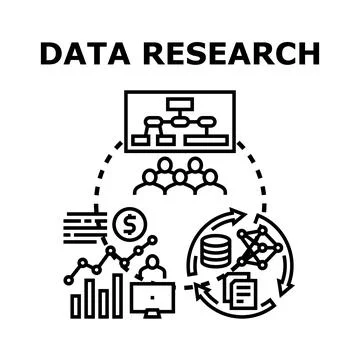 Data research process concept analyzing information loop Stock Illustration