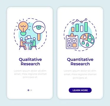 Data research types onboarding mobile app screen Stock Illustration