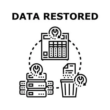 Data restoring process with backup and recovery system Stock Illustration