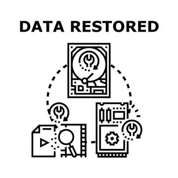 Data restoring process managing digital information recovery Stock Illustration