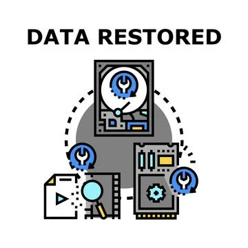 Data restoring process managing digital information recovery Stock Illustration