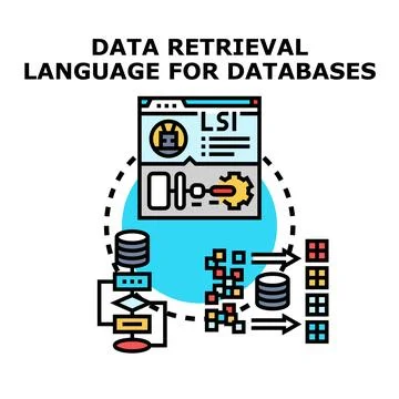 Data retrieval language for database system operations Stock Illustration