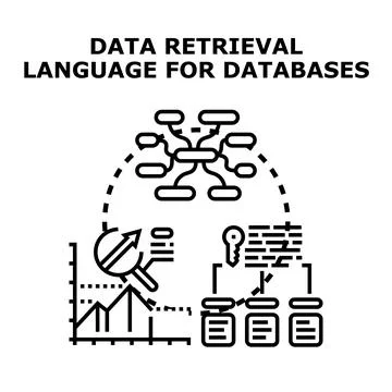 Data retrieval language for databases concept Stock Illustration