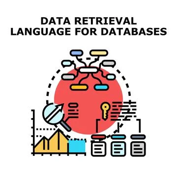 Data retrieval language for databases concept Stock Illustration