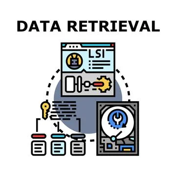 Data retrieval process icon vector illustrating system recovery Illustrazione stock