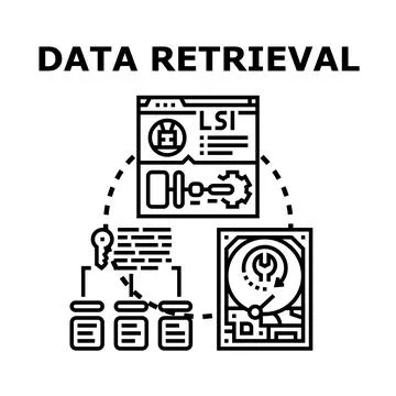 Data retrieval process icon vector illustrating system recovery 스톡 일러스트