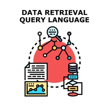 Data retrieval query language concept vector black icon Stockillustratie