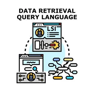 Data retrieval query language system organizing information Stock Illustration