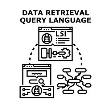 Data retrieval query language system organizing information Stock Illustration