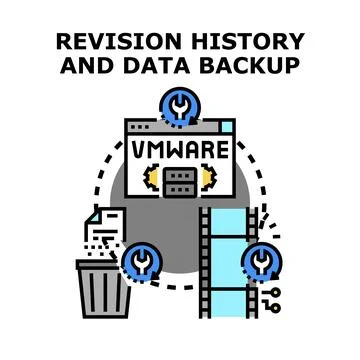 Data revision history and backup system management concept Illustrazione stock