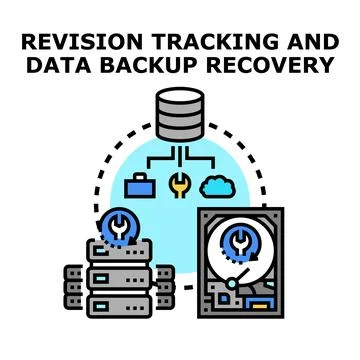 Data revision tracking with system backup recovery Stock Illustration
