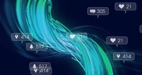 As data ribbon materializing swirling upward carrying media callouts tracking Stock Footage 320069018