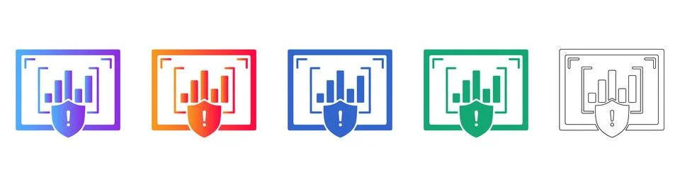 Data Risk Assessment Icon Set 스톡 일러스트