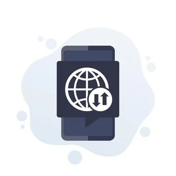 Data roaming icon with a smart phone Stock Illustration
