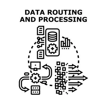 Data routing and processing icon concept Stock Illustration