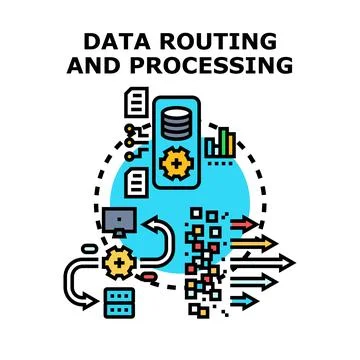 Data routing and processing icon concept Stockillustratie