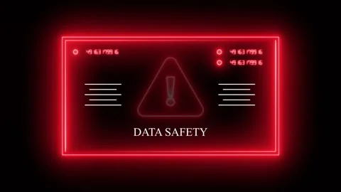 Data safety alert warning message symbol neon animation Stock Footage 325087764