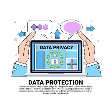 Data safety cloud shield laptop protects palms over synchronization General Data 库存插图