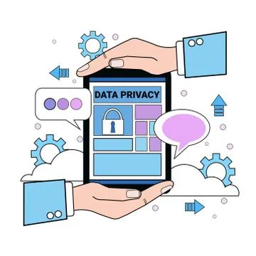 Data safety cloud shield tablet protects palms over synchronization General Data 스톡 일러스트