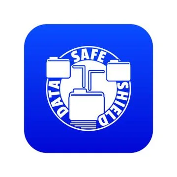 Data save shield icon blue vector Stock Illustration