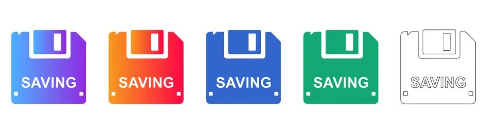 Data Saving and File Storage Icon Set Illustrazione stock