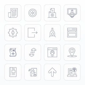 Data Scalable Vector Set featuring 16 Grid Fitted Thin Line 256x256 Icons 스톡 일러스트