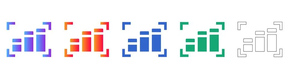 Data Scaling and Analytics Focus Icons Stock Illustration