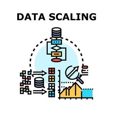 Data scaling concept illustrating big data processing Stock Illustration