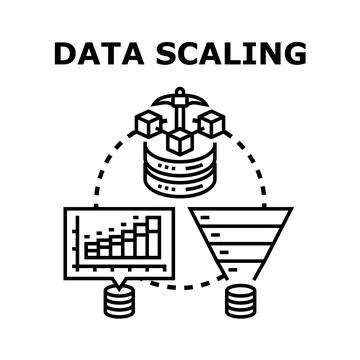 Data scaling processing for business growth and analysis イラスト素材