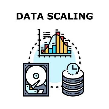 Data scaling processing storage and analysis concept Stock Illustration