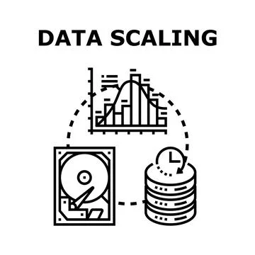 Data scaling processing storage and analysis concept Stock Illustration