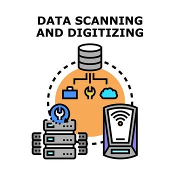 Data scanning and digitizing system processing information イラスト素材