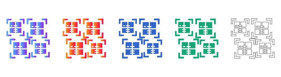 Data Scanning Icon Set in Five Styles Stock Illustration