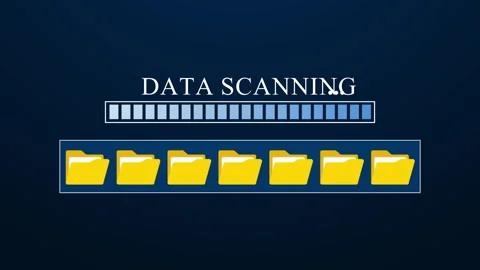 Data scanning progress displayed with a loading bar showing completion status Stock Footage 348190041