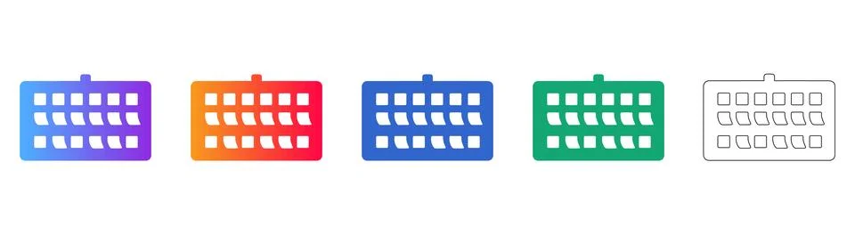 Data Scheduling Calendar Icons Set Stock Illustration