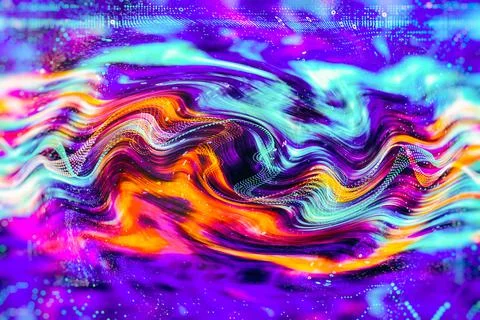 Data Science abstract technological background in vibrant colors with blured  Stock Photos