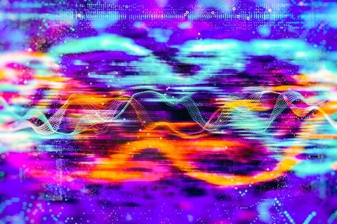 Data Science abstract technological background in vibrant colors with blured  Stock Photos