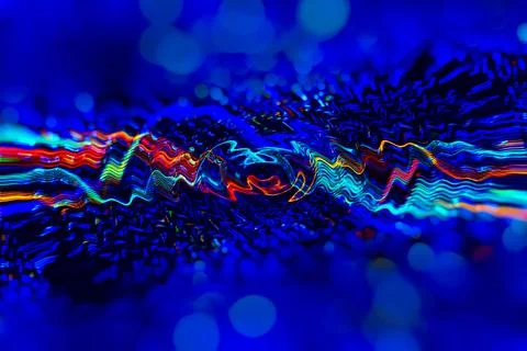 Data Science abstract technological background in vibrant colors with blured  Stockfoto's
