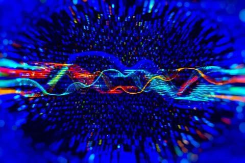 Data Science abstract technological background in vibrant colors with blured  Stock Photos