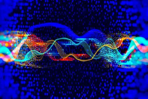 Data Science abstract technological background in vibrant colors with blured  Stock Photos