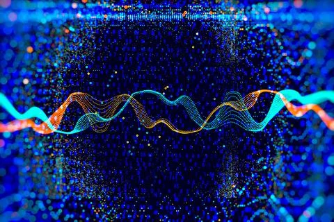 Data Science abstract technological background in vibrant colors with blured  Stock Photos