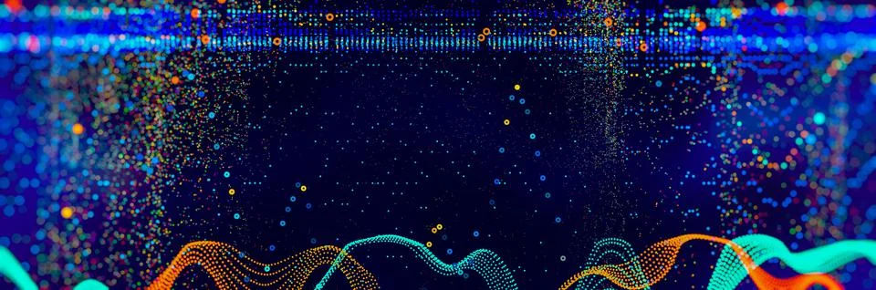 Data Science abstract technological background in vibrant colors with blured  Stock Photos