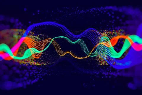 Data Science abstract technological background in vibrant colors with blured  Stock Photos