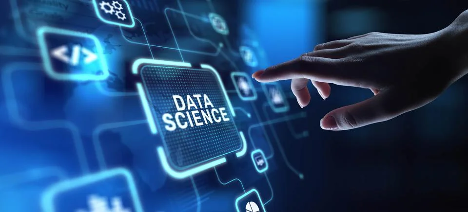 Data Science Analyzing and Interpreting Complex Data, projection on a virtual 写真素材