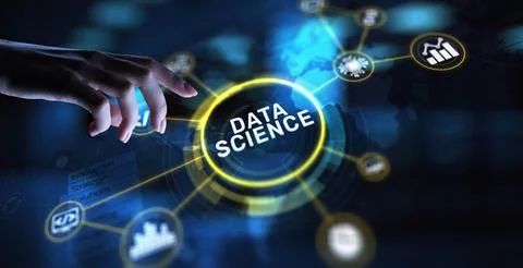 Data Science Analyzing and Interpreting Complex Data, projection on a virtual Stock Photos