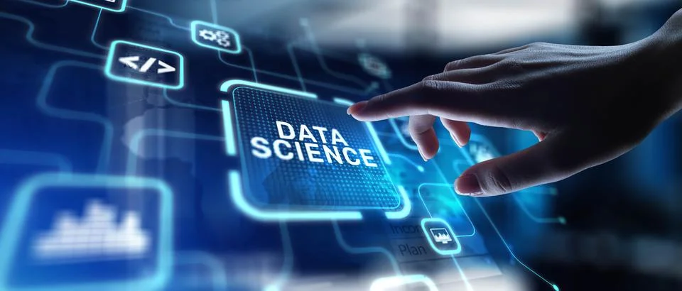 Data Science Analyzing and Interpreting Complex Data, projection on a virtual Stock Photos