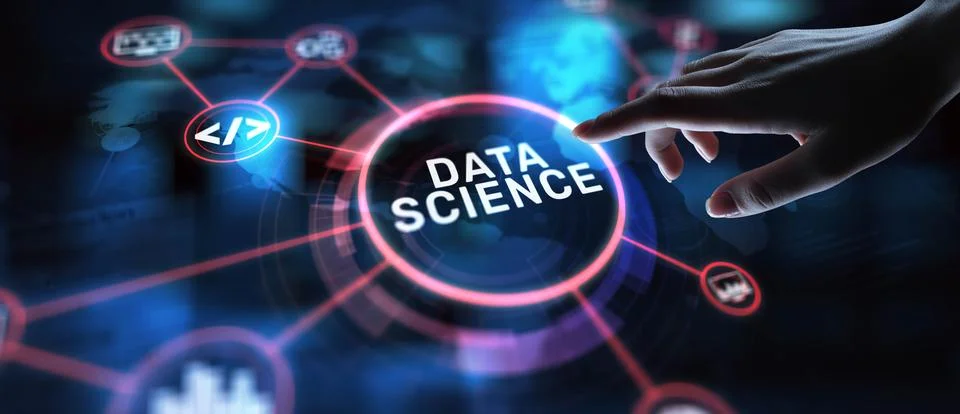 Data Science Analyzing and Interpreting Complex Data, projection on a virtual Stock Photos